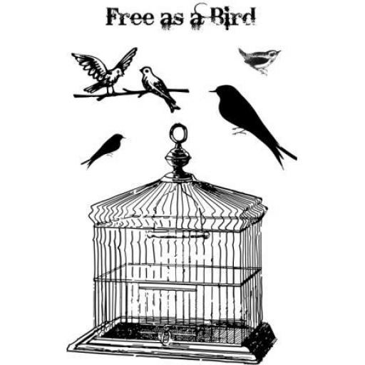 Free as a bird size A6 ( cut out and mounted on cling cushioning)