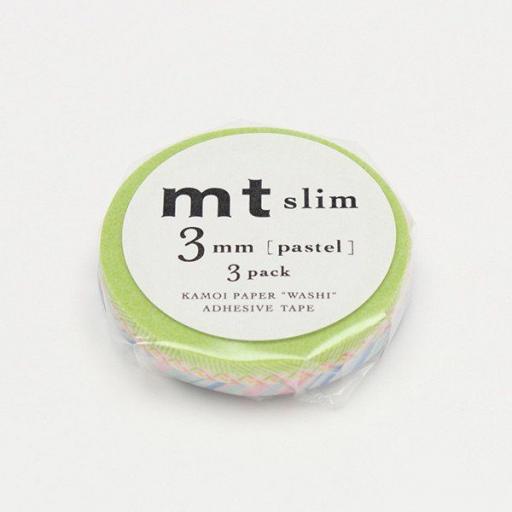 Washi Tape - Slim Pastel x 3 rolls 3mm x 10m