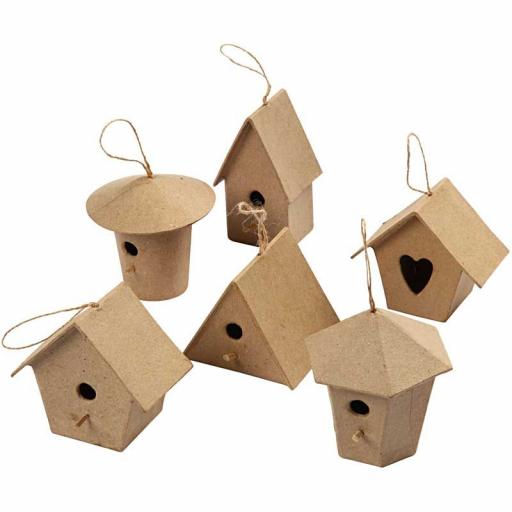 Mini Papier Mache Bird Houses 6 different ( you will receive 1)