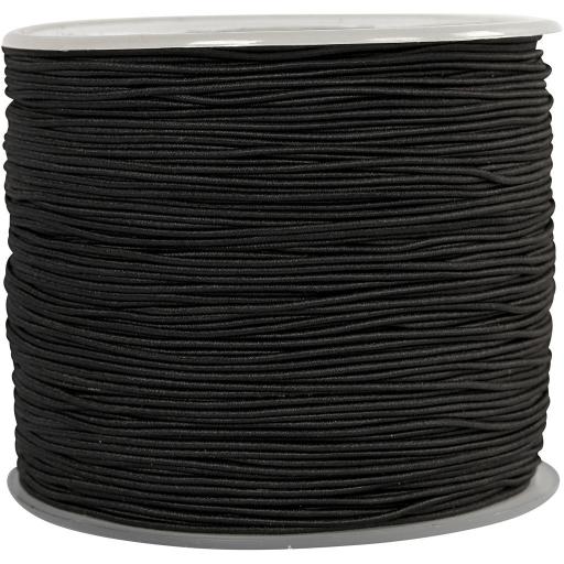 Black Elastic Beading Cord, thickness 1 mm thick x 1 metre
