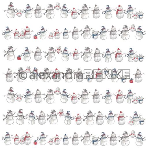 alexandraRENKE - Design paper 12" x 12 "'Floral christmas snowman rows' 10.2020