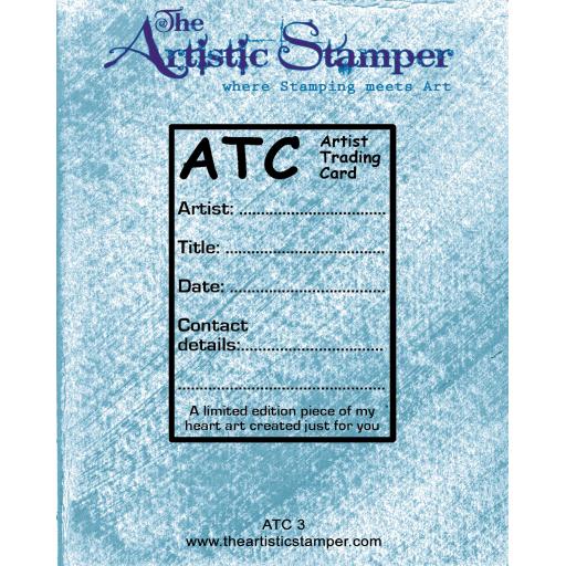 ATC 3 Rubber Stamp size 6cm x 9 cm ( cut and mounted on cling cushioning )