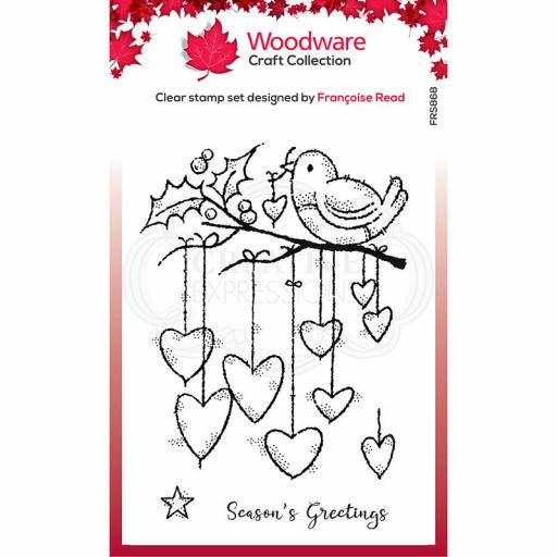 Woodware Clear Singles Hanging Hearts 4 in x 6 in Stamp by Francoise Read
