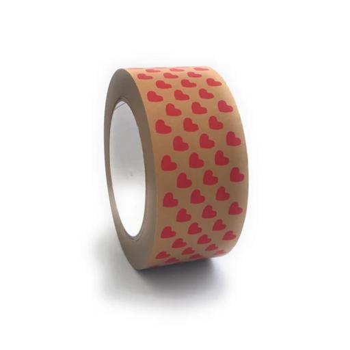 EcoBoy - Kraft Paper Tape Self-Adhesive Red Hearts Design 48mm x 50M