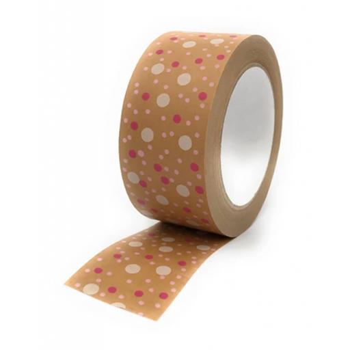 EcoBoy - Kraft Paper Tape Self-Adhesive Polka Dots Design 48mm x 50M