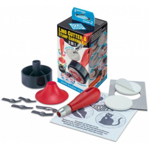 3 IN 1 Lino Cutter & Stamp Carving kit includes 5 cutters