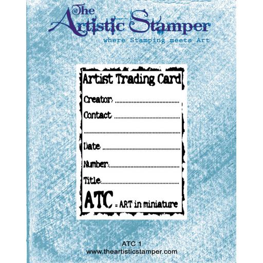 ATC 1 Rubber Stamp size 6cm x 9 cm ( cut and mounted on cling cushioning )
