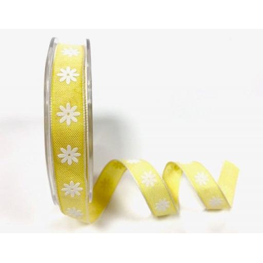 Bertie’s Bows 15mm Lemon Daisy print ribbon x 1 metre
