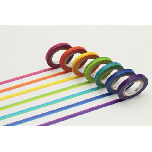 mt tapes - Rainbow Slim 6mm Washi Masking Tape - 7 Rolls