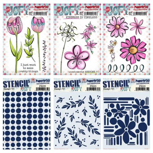 PaperArtsy - JOFY 3 stamps & 3 stencils {Special Offer}