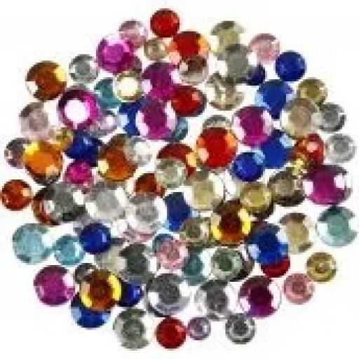 Rhinestones, round, D 6+9+12 mm, assorted colours, approx 20g {52201}