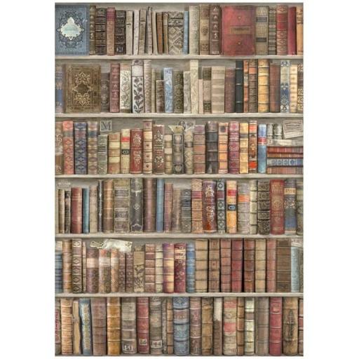 Stamperia - A4 Rice Paper Vintage Library Bookcase