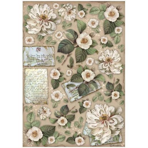 A4 Rice Paper Vintage Library Flowers and Letters.jpg