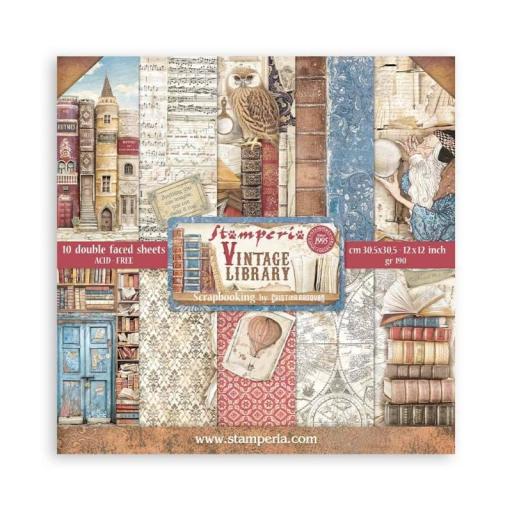 Stamperia -  Scrapbooking Pad 10 sheets 30.5 x 30.5(12×12) Vintage Library