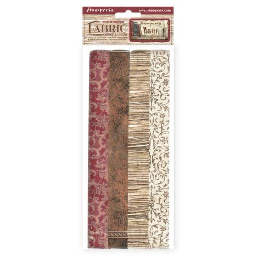Stamperia -  Pack 4 sheets Fabric 30×30 cm Vintage Library