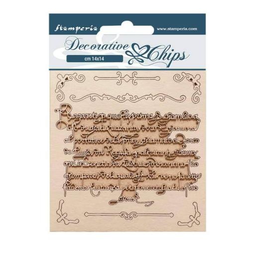 Stamperia -  14×14 cm Decorative Chips Vintage Library Letters