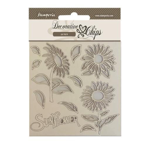 Stamperia - 14×14 cm Decorative Chips Sunflower Art