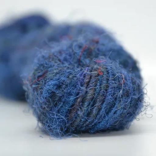 Recycled Sari Silk Yarn Skeins 100grams - Blue