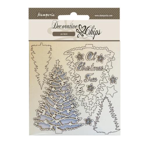 Stamperia - 14×14 cm Decorative Chips Christmas Tree (SCB178)