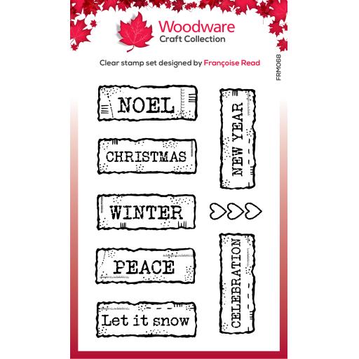 Woodware Clear Singles Christmas Junk Labels 3 in x 4 in Stamp