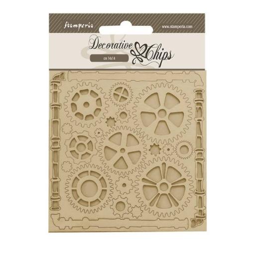 Stamperia - 14×14 cm Decorative Chips Songs Of The Sea Pipes And Mechanisms{SCB189}