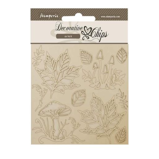 Stamperia - 14×14 cm Decorative Chips Woodland Mushrooms And Leaves {SCB190}