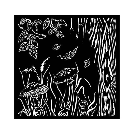 Stamperia 18 x 18 cm Thick Stencil Woodland Mushrooms {KSTDQ92}