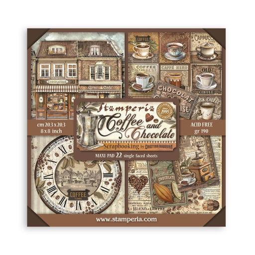 Stamperia - Scrapbooking Pad 22 sheets cm 20,3X20,3 (8″X8″) Single Face Coffee And Chocolate {SBBSXB01}
