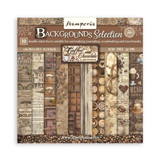 Stamperia - Mini Scrapbooking Pad 10 20.3 x 20.3 cm (8×8) Backgrounds Selection Coffee And Chocolate {SBBS94}