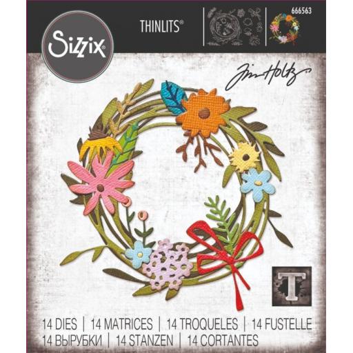 Sizzix Thinlits Die Set 14PK - Vault Funky Floral Wreath by Tim Holtz