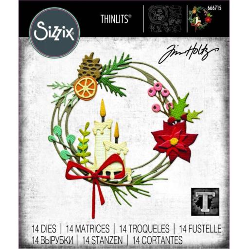 Sizzix Thinlits Die Set 14PK - Vault Festive Wreath by Tim Holtz PRE ORDER