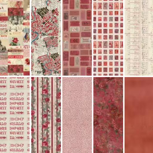 Tim Holtz Palette Red- 10 x 1/2 metre of each Red Fabric ( Full Set)